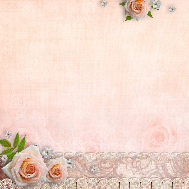 Album page with roses, lace - Foto, Bild