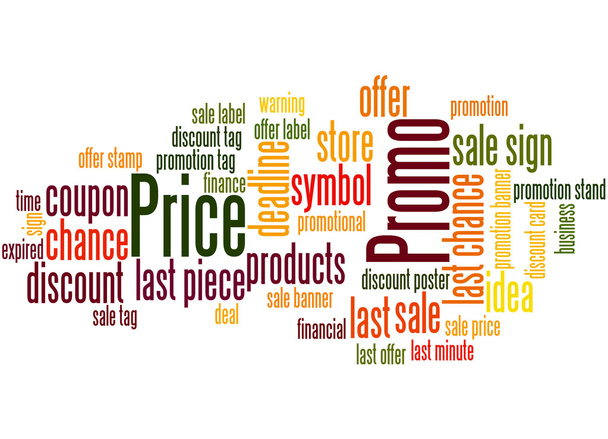 Promocyjne ceny, słowo cloud koncepcja  - Zdjęcie, obraz