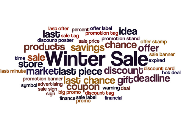 Téli eladás, szó felhő fogalmát 8 - Fotó, kép