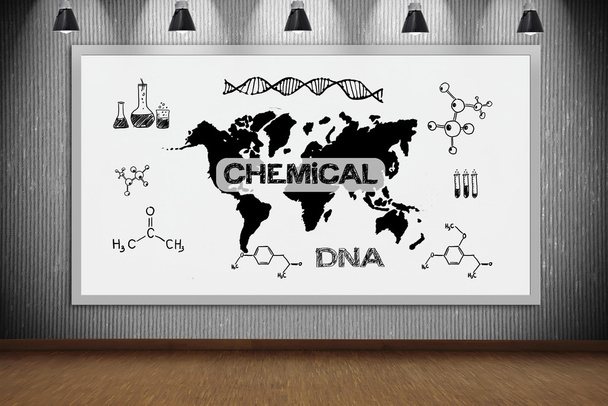 whiteboard with drawing chemical concept - Фото, зображення