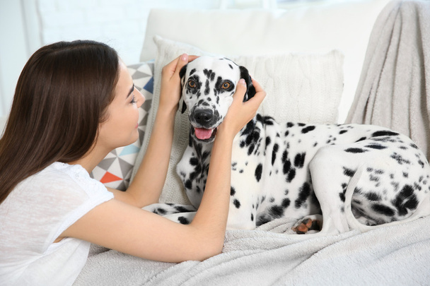 Owner with her dalmatian dog  - Foto, Bild