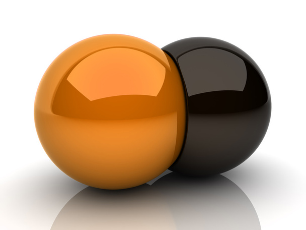 Union of two orange spheres - Photo, Image
