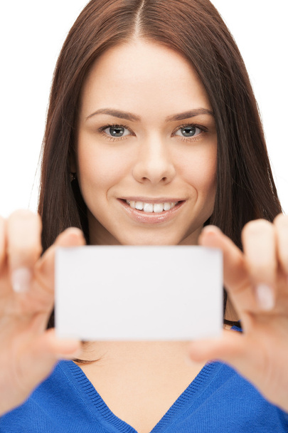 Attractive businesswoman with business card - Фото, зображення