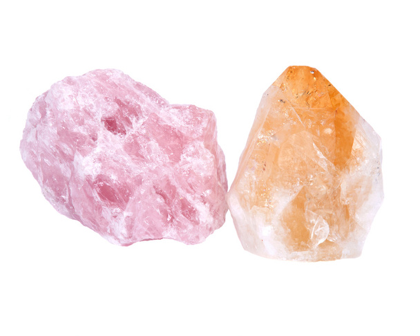 Cuarzo rosa y piedras de citrino
 - Foto, imagen