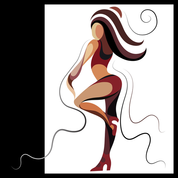 Graphical illustration with a dancer woman 5 - Vektör, Görsel