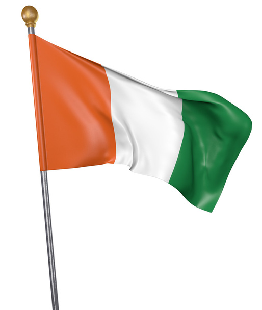Flaga narodowa dla kraju z Wybrzeża Kości Słoniowej na białym tle na białym tle, renderowania 3d - Zdjęcie, obraz