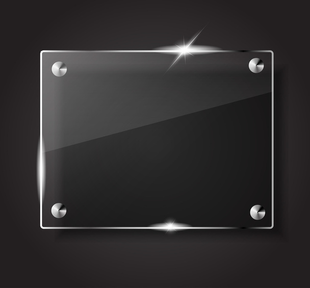 Beautiful blank shining glass banner on a black background VECTOR - Διάνυσμα, εικόνα