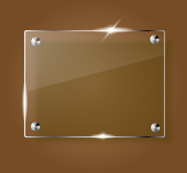 Красивый чистый сверкающий стеклянный баннер на коричневом фоне VECTOR
 - Вектор,изображение