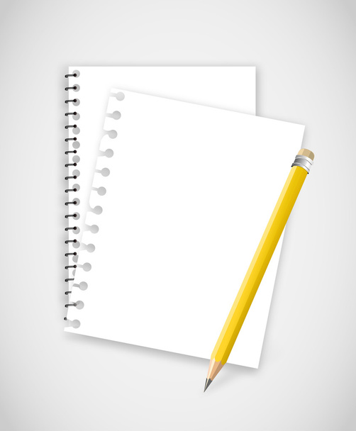 Torn notebook pages with pencil vector - Vector, Image
