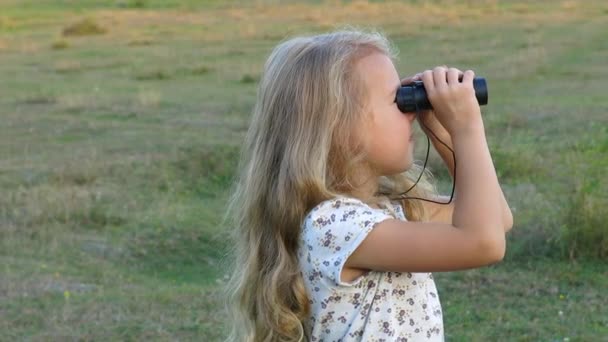 Girl with Binoculars - Footage, Video