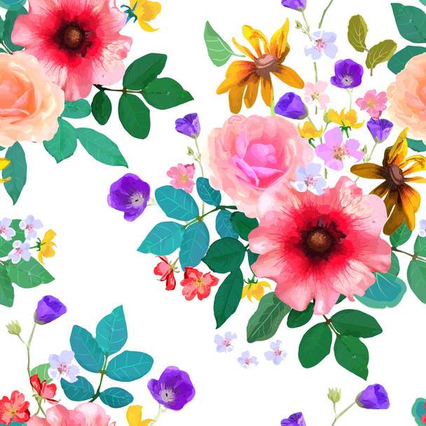 Vector illustration of floral seamless. Hand drawn beautifull fl - Διάνυσμα, εικόνα
