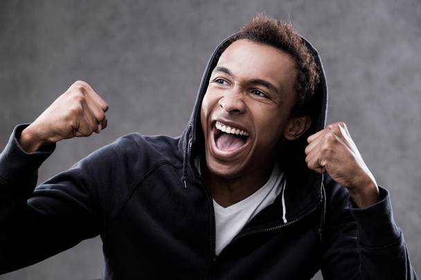 Screaming with joy African American man portrait - Photo, Image