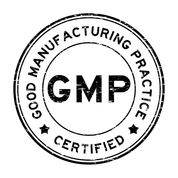 Grunge black GMP certified rubber stamp - Vector, Image