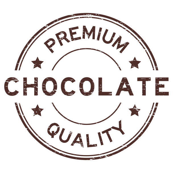 Grunge marrón premium calidad chocolate sello de goma
 - Vector, imagen