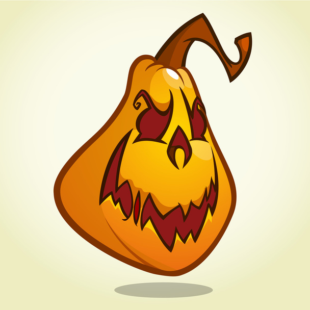 Cabeza de calabaza vartoon con una expresión maligna en su cara. Vector Halloween ilustración aislado
 - Vector, imagen