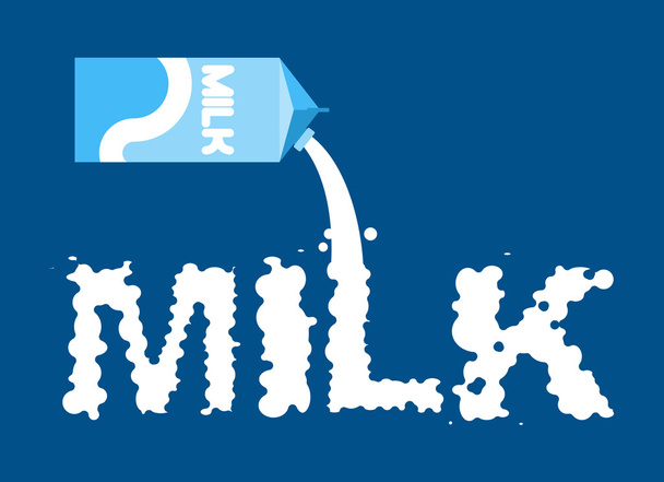 Milk lettring. Liquid white letters and packaging of dairy. flow - Вектор, зображення