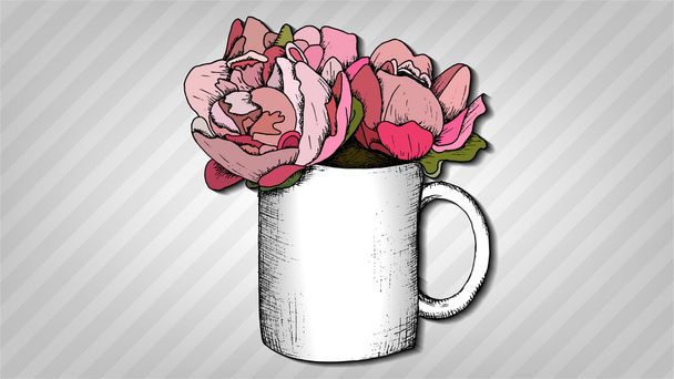 Εικονογράφηση διάνυσμα peony λουλούδια - Διάνυσμα, εικόνα