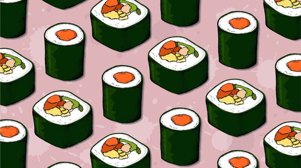 Схема суши. Японская иллюстрация вектора питания
. - Вектор,изображение