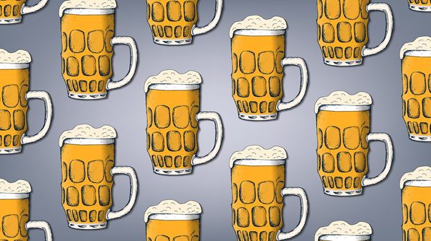 Ilustração vetorial do padrão de copos de cerveja
 - Vetor, Imagem