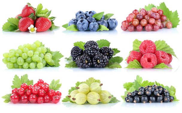 Collection of berries grapes fresh strawberries blueberries berr - 写真・画像