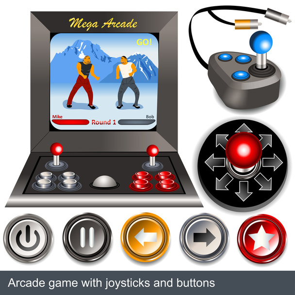 Arcade game with joysticks and buttons - ベクター画像