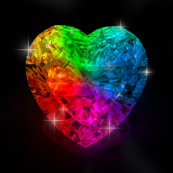 tęcza serca kształt diamentu - Zdjęcie, obraz