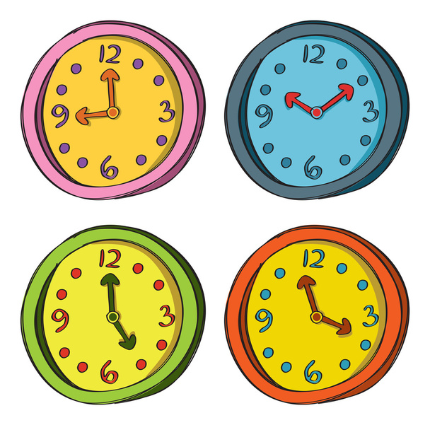 Clock in doodle style - Vector, Image