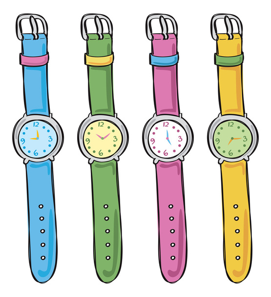Часы на запястьях разного цвета
 - Вектор,изображение