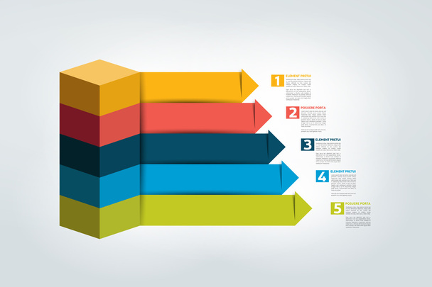 Infographie business flèches diagramme d'escalier, modèle, graphique, schéma. Vecteur
. - Vecteur, image