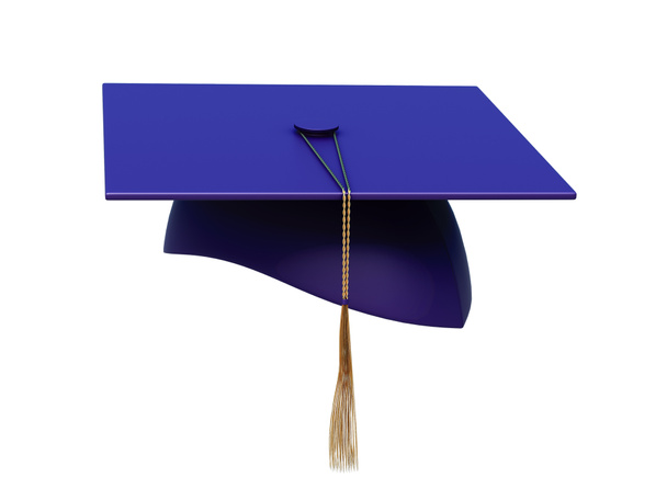 Gorra académica cuadrada con borla aislada sobre fondo blanco
.  - Foto, Imagen