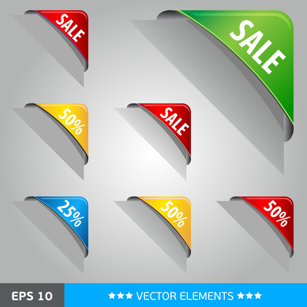 Color vector corner tags - Vektor, obrázek