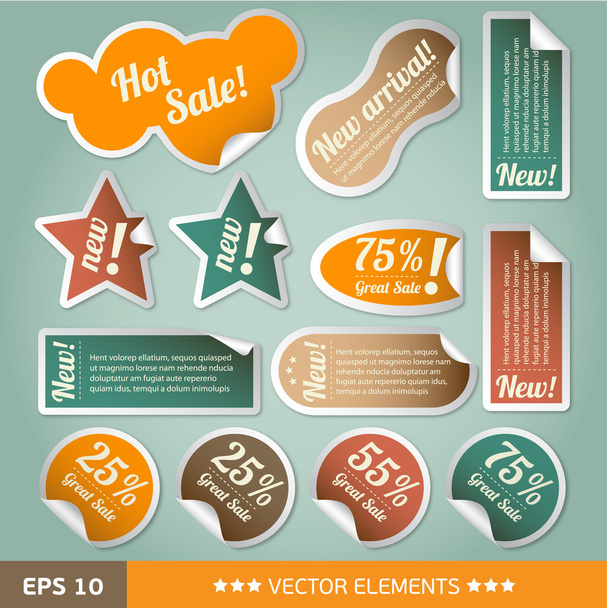 Vintage style discount tags. Sale stickers - Vector, Image