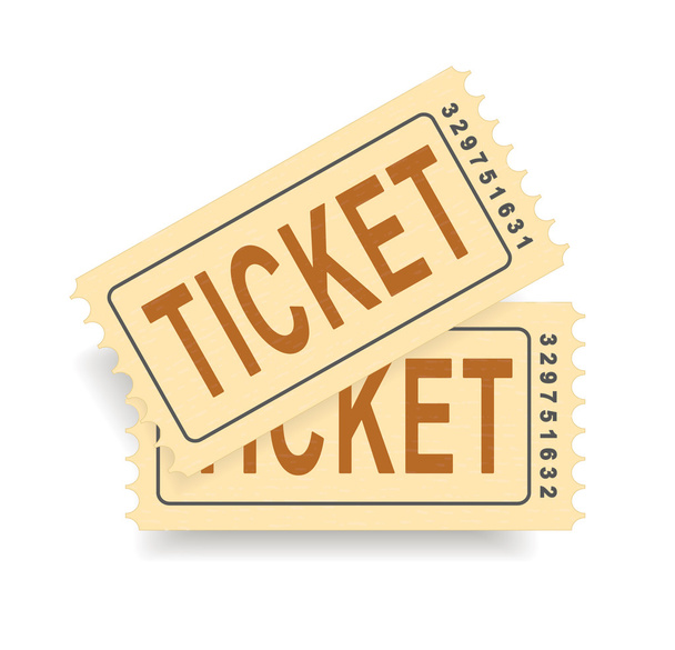 A pair of vintage tickets with a tear line. No transparency. Ticket isolated illustration. Vector - Vector, Image