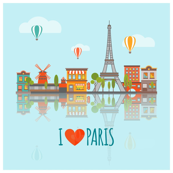Pariisin skyline juliste
 - Vektori, kuva