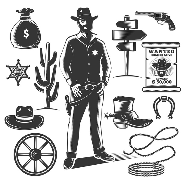 Sheriff Icon Set - Vektor, Bild