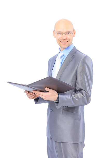 Portrait of happy smiling business man, isolated on white backgr - Foto, immagini