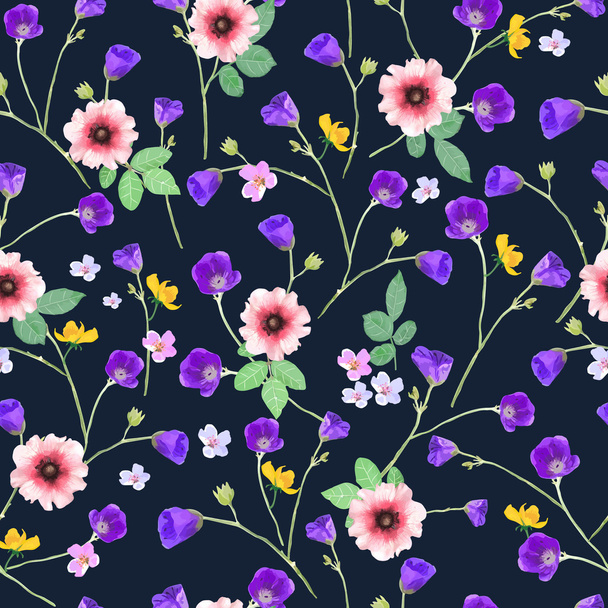 Vector illustration of floral seamless. Hand drawn beautiful flo - ベクター画像