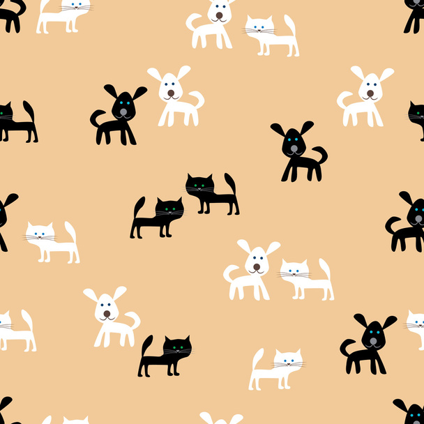 patroon van de grappige katten en vrolijke honden - Vector, afbeelding