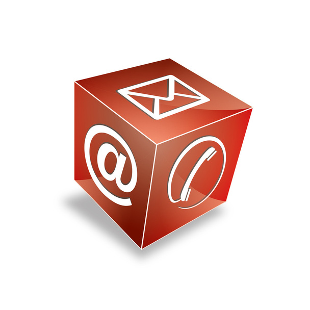 3D krychle kontaktní telefon na email e-mail linka kontaktfomular callcenter volání piktogram znaménko symbol krychle - Vektor, obrázek