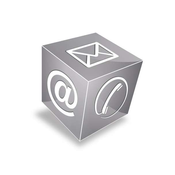 Teléfono cubo de contacto 3d en el correo electrónico línea directa kontaktfomular callcenter llamada pictograma signo cubo
 - Vector, imagen
