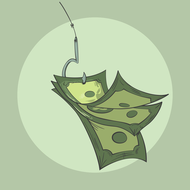 Money on the hooks - Vector, Image