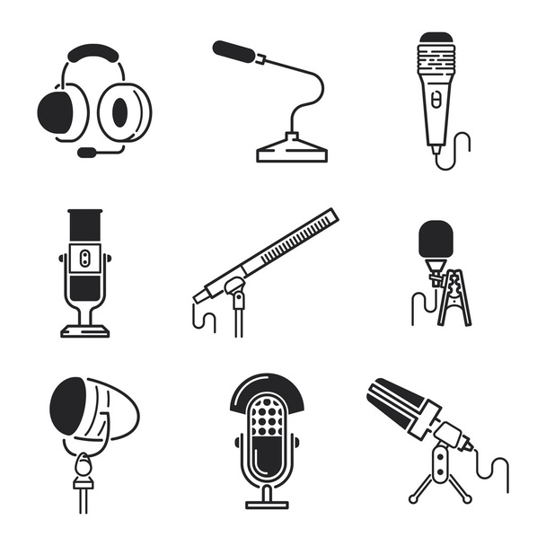 Különféle mikrofonok típusok vektoros ikonok - Vektor, kép