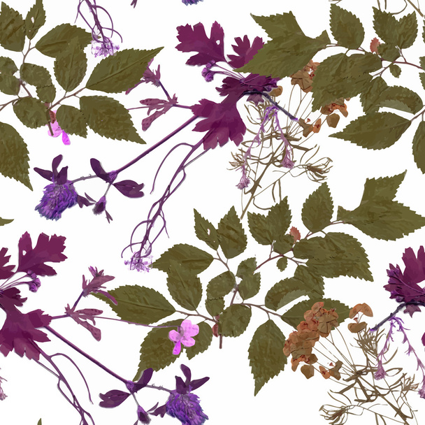 Beautiful Summer Flowers Pattern - Vector, afbeelding