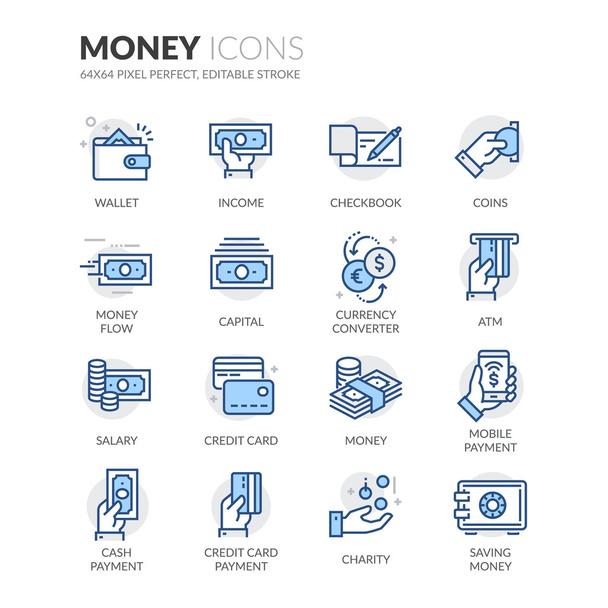 Vonal pénzt ikonok - Vektor, kép