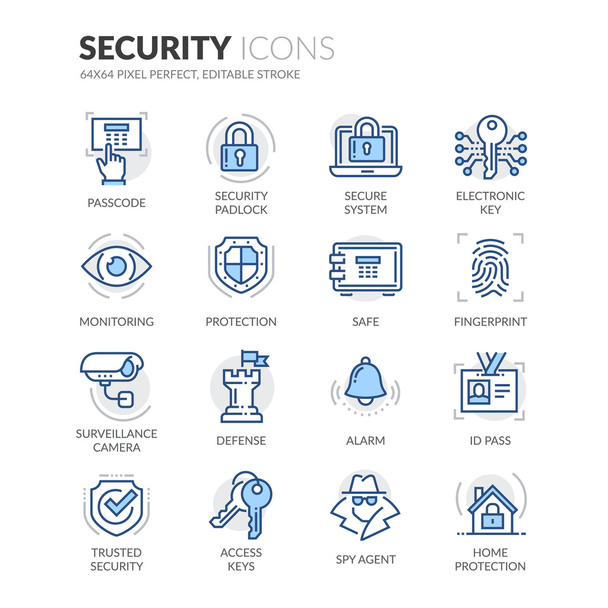 Iconos de seguridad de línea
 - Vector, Imagen