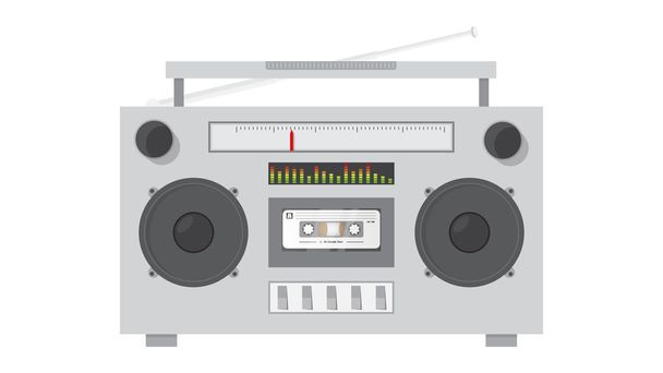old school ghetto blaster retro radio cassette recorder vector illustration - Vector, Image