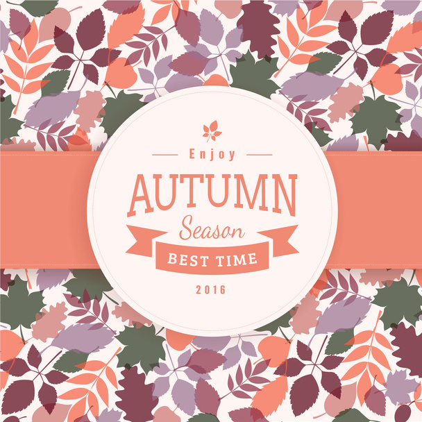 Colorful autumn leaves and text block. - Διάνυσμα, εικόνα