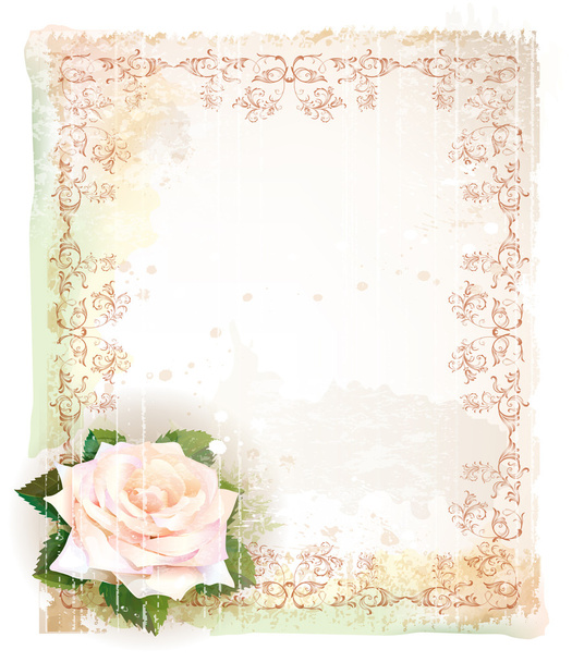 Vintage frame with rose. Imitation of watercolor painting. - Vektor, kép