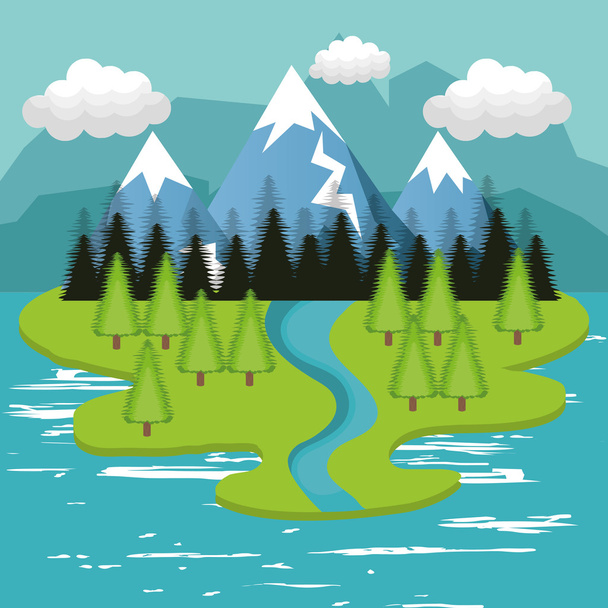 beautiful landscape background icon - Vector, Image