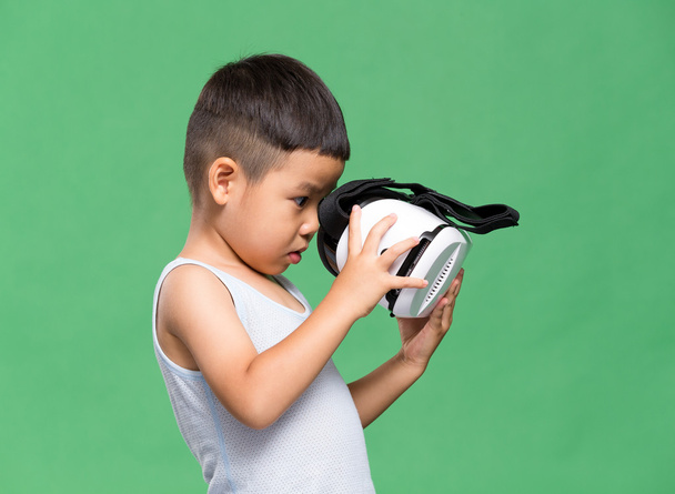 little boy with virtual reality headset - Photo, image